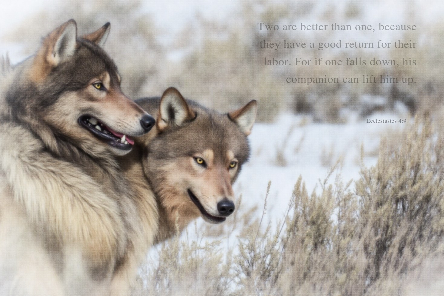 Two Wolves in Sagebrush