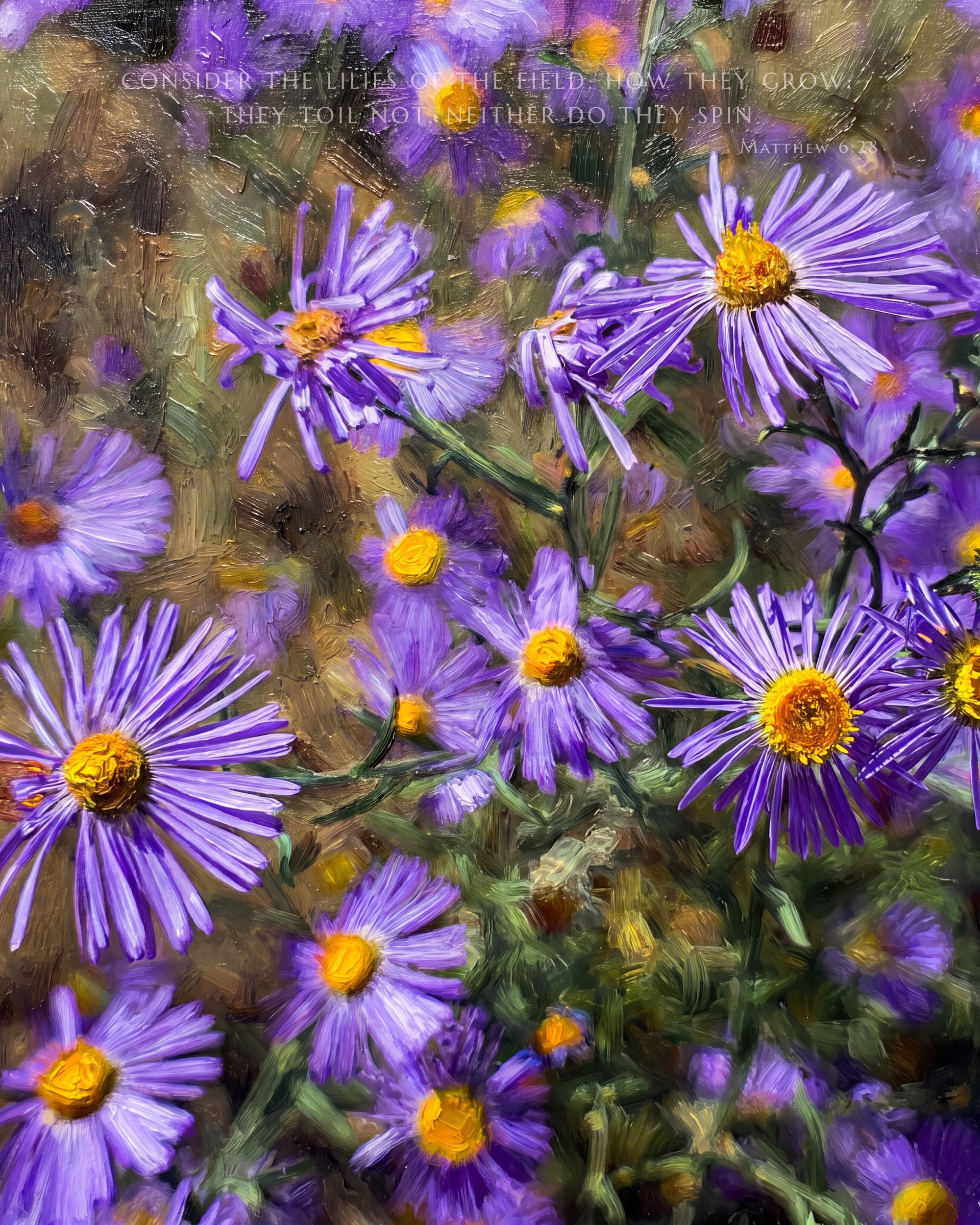 Consider the Lilies · Matthew 6:28 (Purple Asters)