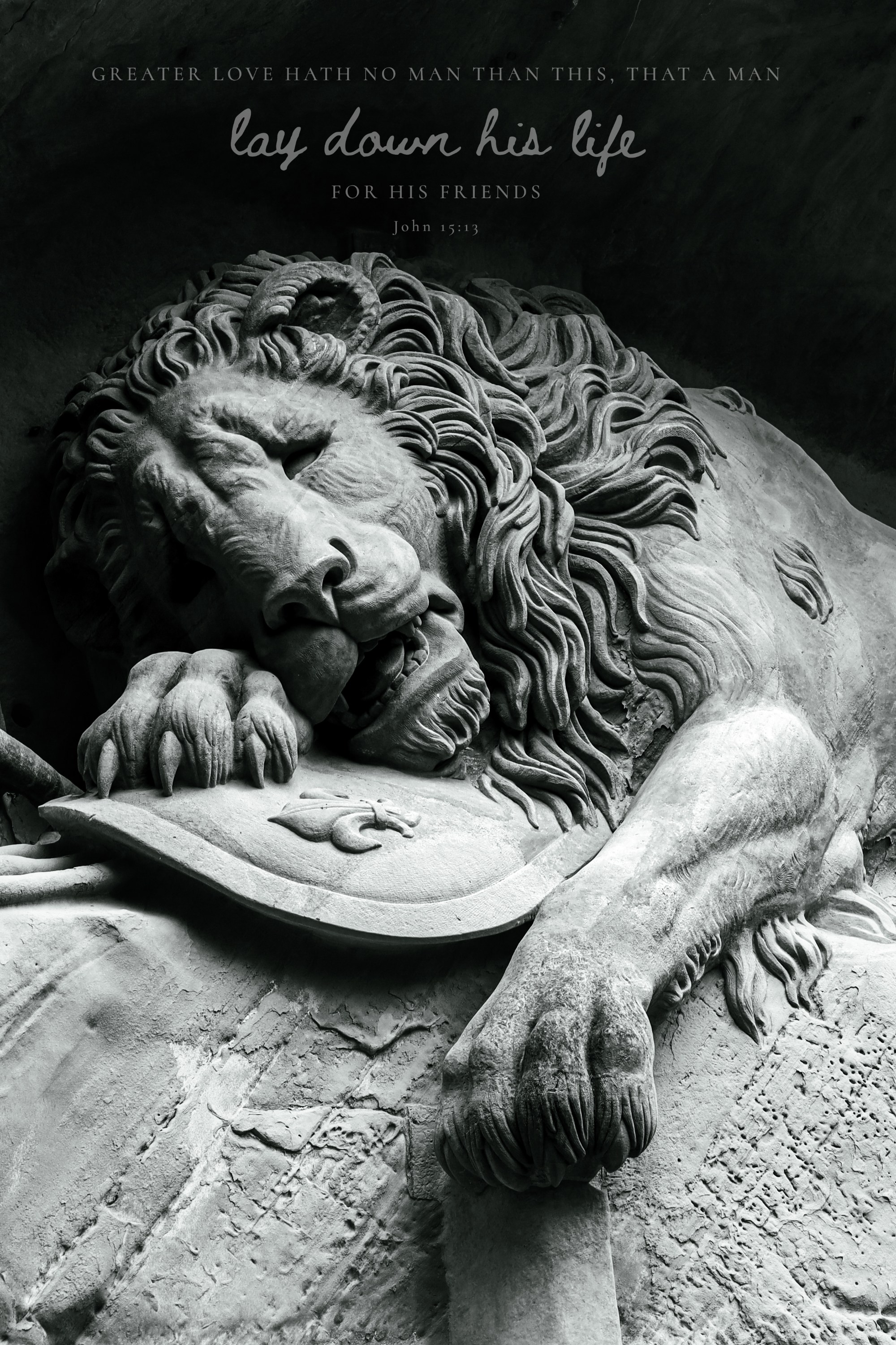 Greater Love Hath No Man · John 15:13 · On the photograph (Stone Sorrow)