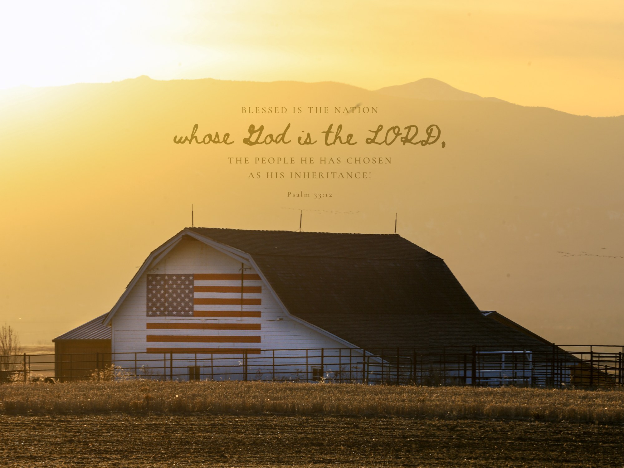 American Barn · Psalm 33:12 · On the photograph
