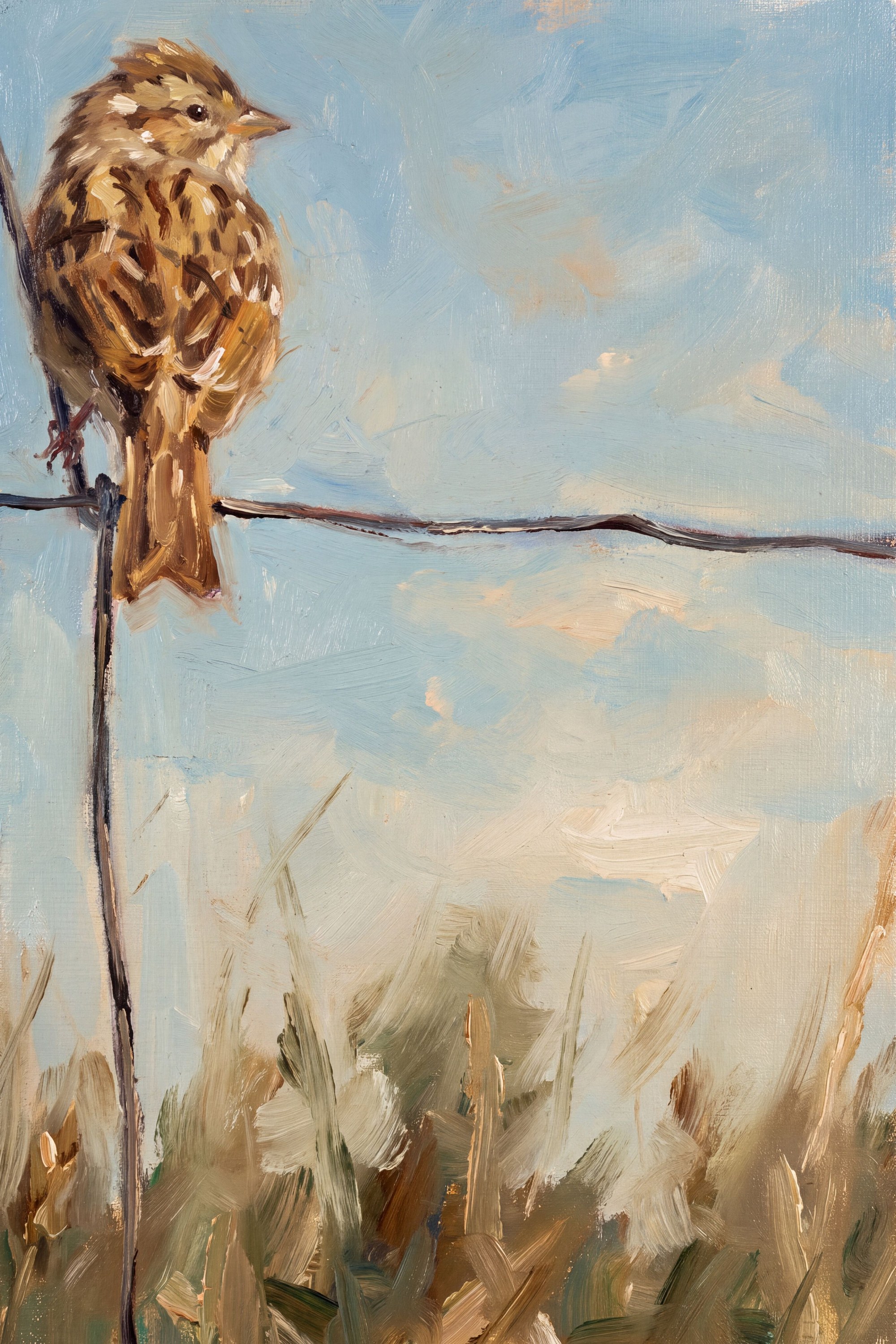 Sparrow On Wire